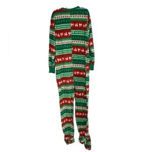 Festive Holiday Ugly Christmas Funny Red & Green Reindeer Onesie